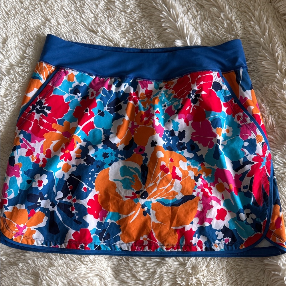 Lands' End Colorful Floral Skater Skort